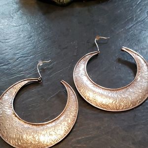 Silver large antique hoops